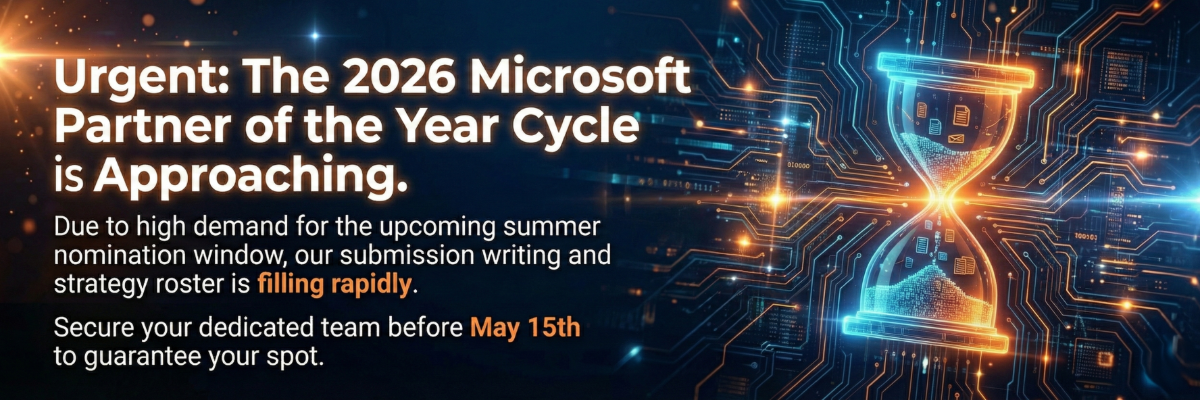Secure your 2026 Microsoft Partner of the Year Award writing team Secure your 2026 Microsoft Partner of the Year Award writing team